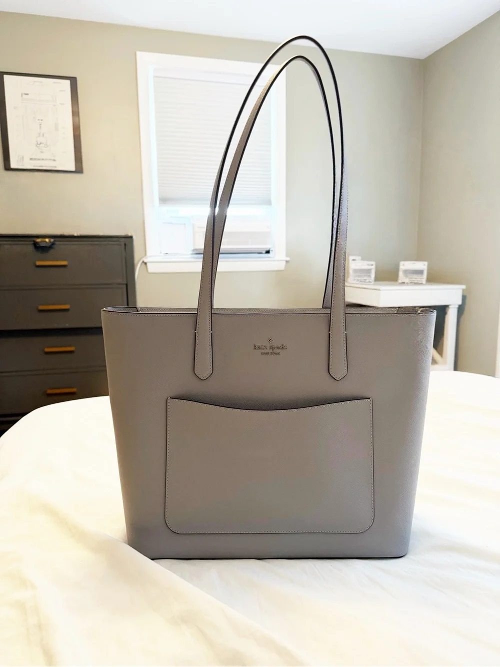 kate spade Staci Large grey leather tote bag NWOT - Picture 1 of 3